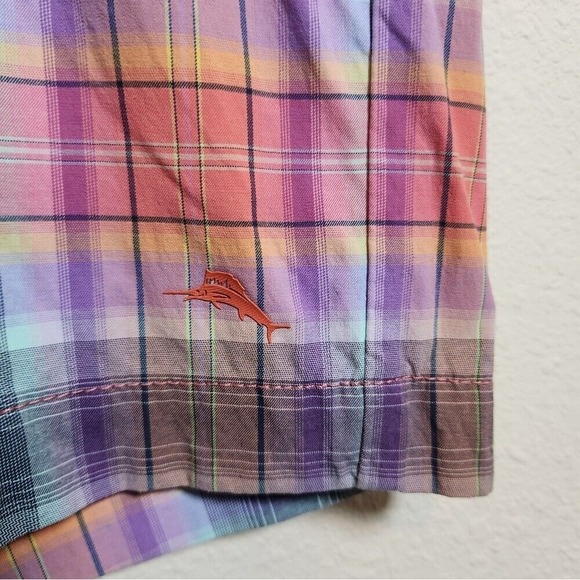 Tommy Bahama Men's Pink Purple Plaid Flat Front Performance Chino Shorts Size 36 - Picture 10 of 10
